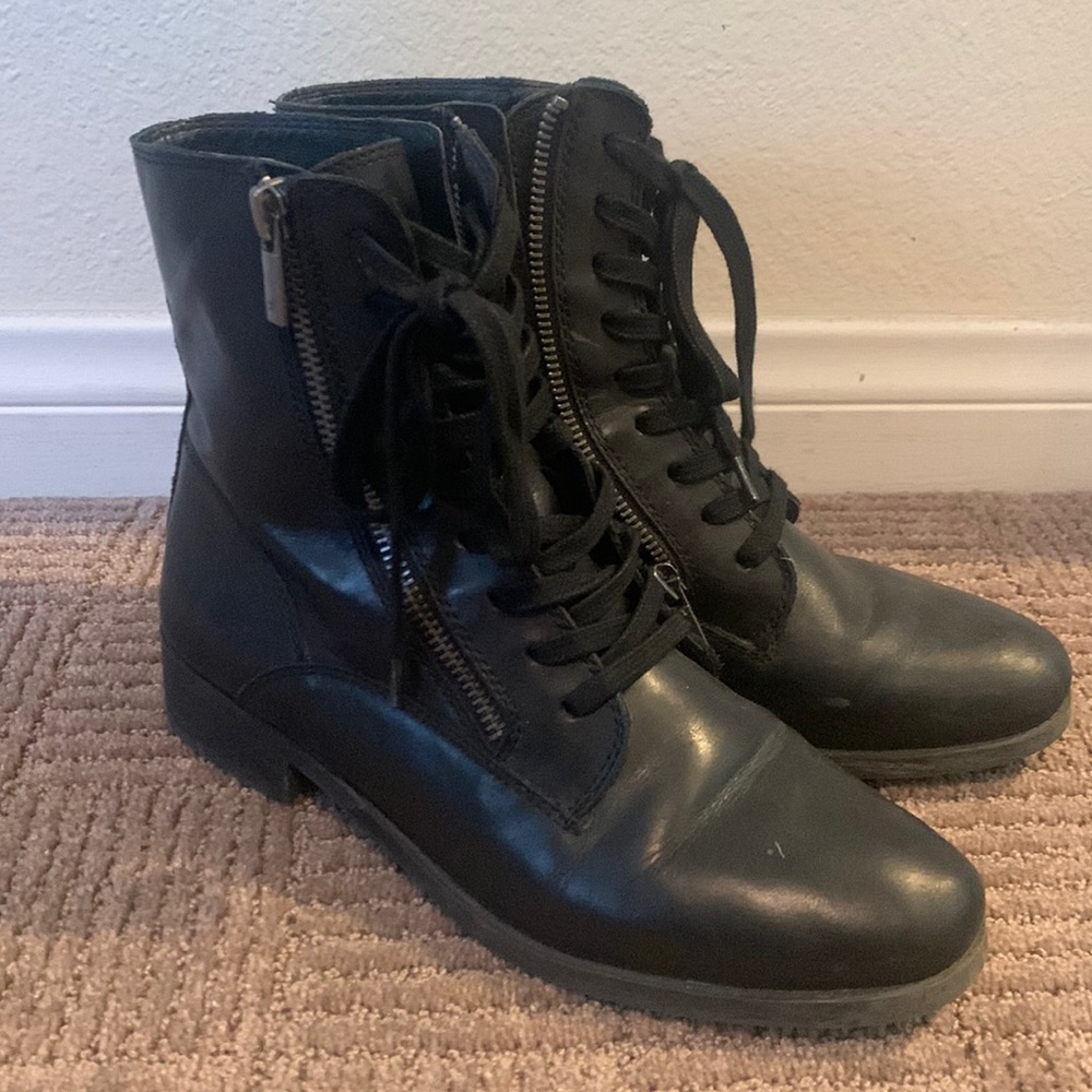 Lucky Brand Lace Up Military Leather boots